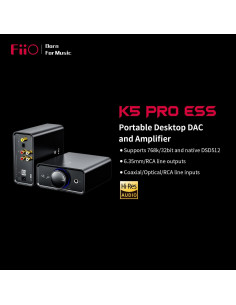 Amplificador FiiO K5Pro ESS DAC Portátil 768KHz 32Bit Negro 2