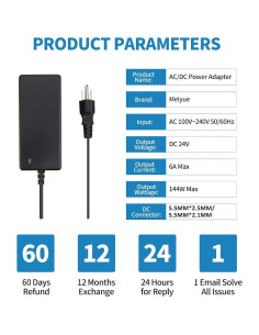 Fuente de Alimentación 24V 6A Meiyue Adaptador CA a CC 2
