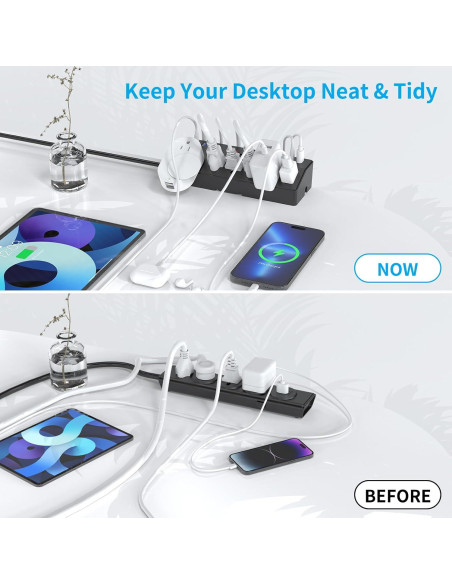 Toma de Corriente de Escritorio JXGUCAT 40W con 6 Salidas y 2 USB-C