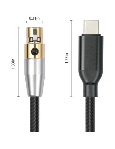 Cable de auriculares HUALEU USB C a XLR mini 3 pines 0.91m