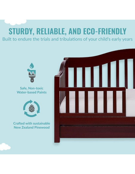 Cama de Día para Niños Dream On Me Cereza - Barandilla Removible