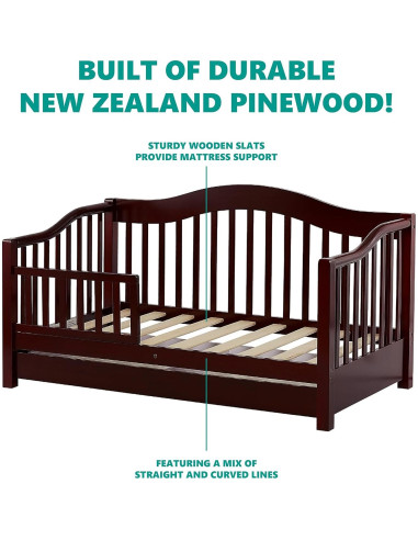 Cama de Día para Niños Dream On Me Cereza - Barandilla Removible