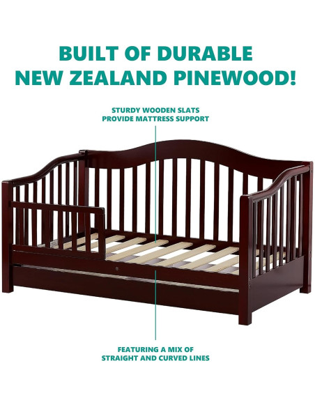 Cama de Día para Niños Dream On Me Cereza - Barandilla Removible