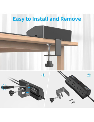 Toma de Corriente de Escritorio JXGUCAT 40W con 6 Salidas y 2 USB-C