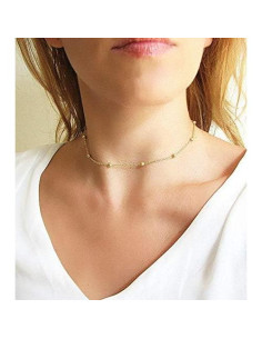 Collar Choker Dainty MEVECCO Oro 14K con Perlas 33 cm 2