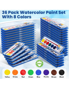 Set de Pintura Acuarela Jyusmile 36 Cajas 8 Colores Lavable 2