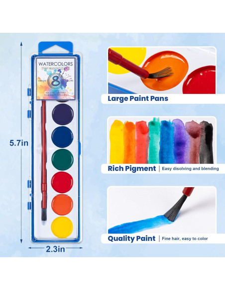 Set de Pintura Acuarela Jyusmile 36 Cajas 8 Colores Lavable