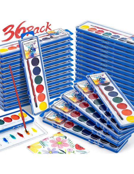 Set de Pintura Acuarela Jyusmile 36 Cajas 8 Colores Lavable