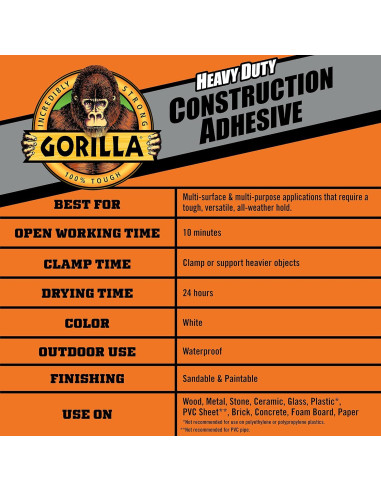 Adhesivo de Construcción Gorilla 7 Onzas - Resistente al Agua