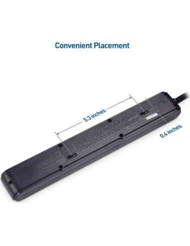 Regleta de 6 Salidas con USB Cable Matters 2.44m Negra