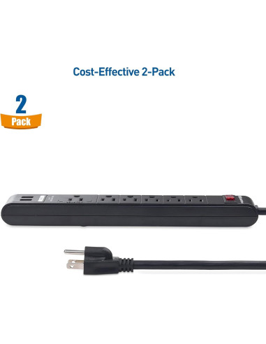 Regleta de 6 Salidas con USB Cable Matters 2.44m Negra