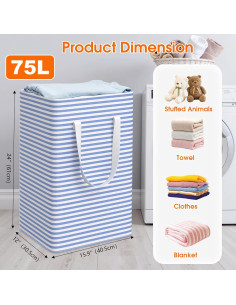 Paquete de 3 Cestas de Ropa Plegables 75L Azul SmartTrends 2