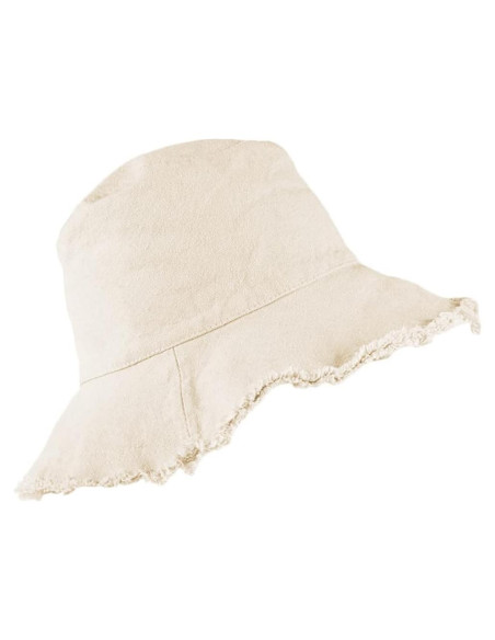 Sombrero de Cubo de Algodón Beige con Protección Solar UV