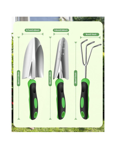 Juego de Herramientas de Jardín Monkrict 3 Piezas Ergonómico