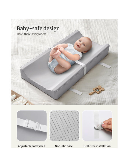 Almohadilla Cambiadora Impermeable Blissful Gris Claro 79.38x40.64cm