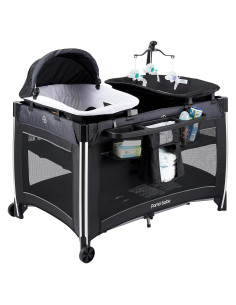 Parque Infantil 4 en 1 Pamo Babe Cuna Portátil Negro