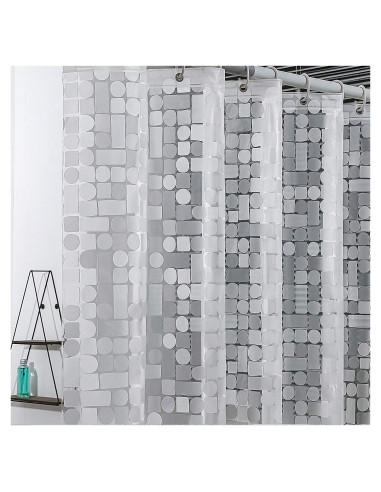 Funda de Ducha WELTRXE EVA 183x183cm Impermeable con 12 Ganchos