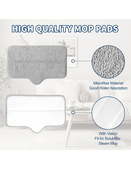 Paños de Mopa de Vapor Yicotira 4 Paquete Microfibra Lavables