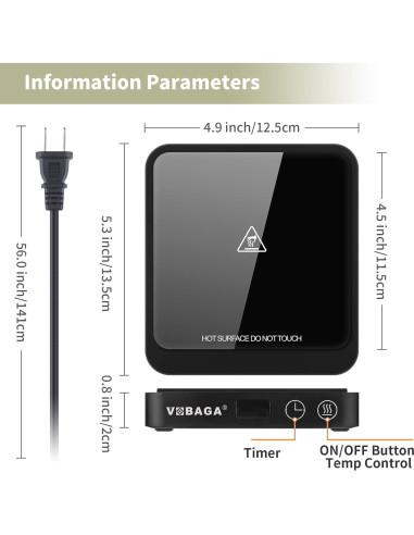 Calentador de Tazas VOBAGA con 5 Temperaturas y Apagado Automático