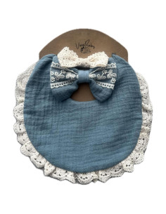 Conjunto de Regalo para Niña Bebé - Babero de Muselina y Lazos