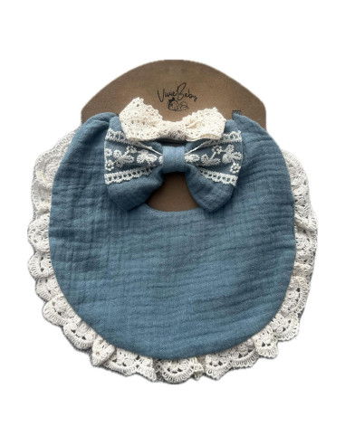 Conjunto de Regalo para Niña Bebé - Babero de Muselina y Lazos