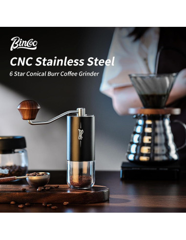 Molinillo de Café Manual Bincoo - 25g, Acero Inoxidable, 16 Ajustes
