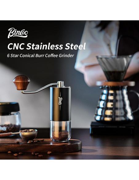 Molinillo de Café Manual Bincoo - 25g, Acero Inoxidable, 16 Ajustes