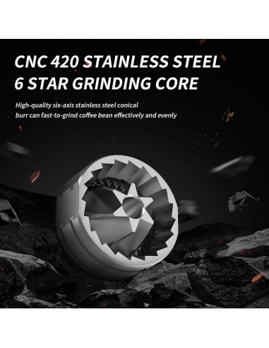 Molinillo de Café Manual Bincoo - 25g, Acero Inoxidable, 16 Ajustes