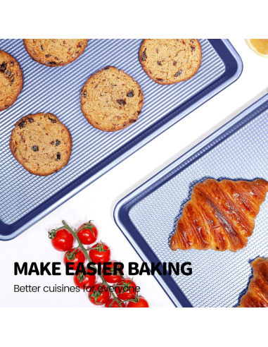 Juego de 3 bandejas para hornear Vinino - Acero al carbono azul