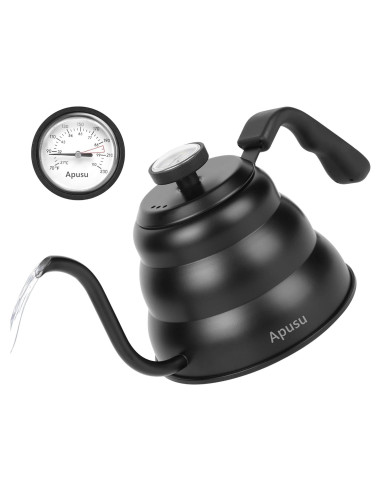 Hervidor de Cuello de Ganso Apusu 800ml con Termómetro Negro