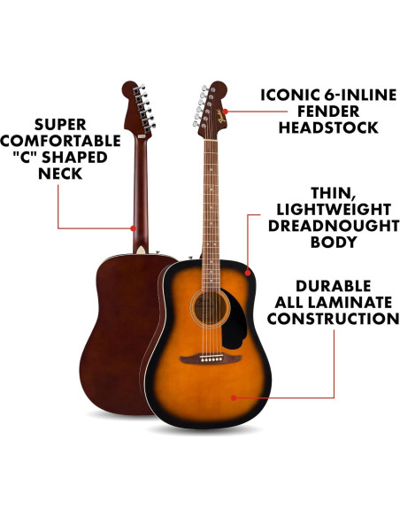 Guitarra Acústica Fender California Debut Redondo Sunburst