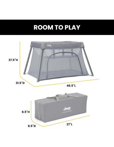 Cuna de viaje y moisés compacto Jeep Horizon 2 en 1 Gris