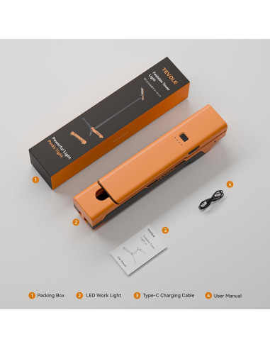 Luz de Trabajo LED TEVOLE 1500LM con Soporte Trípode Plegable