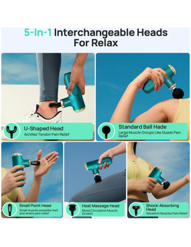 Pistola de Masaje HEYCHY CUTE X MAX-GR con Calor y 5 Velocidades