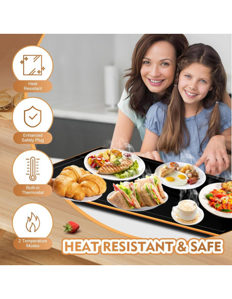 Bandeja Calentadora Eléctrica TOPRATED 61x41 cm con Termostato