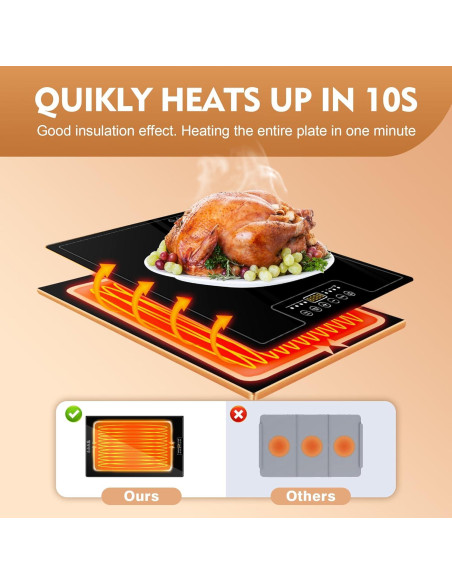 Bandeja Calentadora Eléctrica TOPRATED 61x41 cm con Termostato