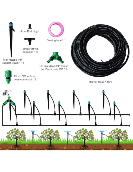 Sistema de Riego por Goteo Hodiax 18m con Emisores Ajustables