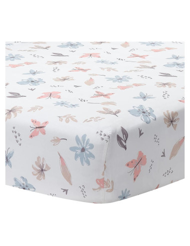 Sábana Ajustable para Cuna Lambs & Ivy Floral 100% Algodón