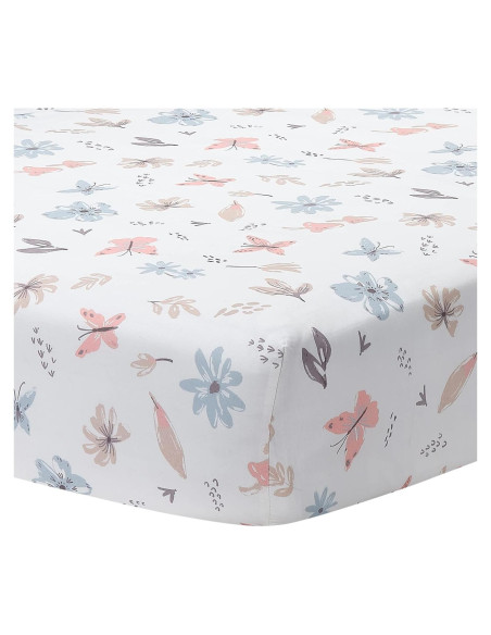 Sábana Ajustable para Cuna Lambs & Ivy Floral 100% Algodón