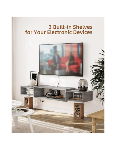 Gabinete de TV Montado en Pared Vicodabo 55" Gris Oscuro