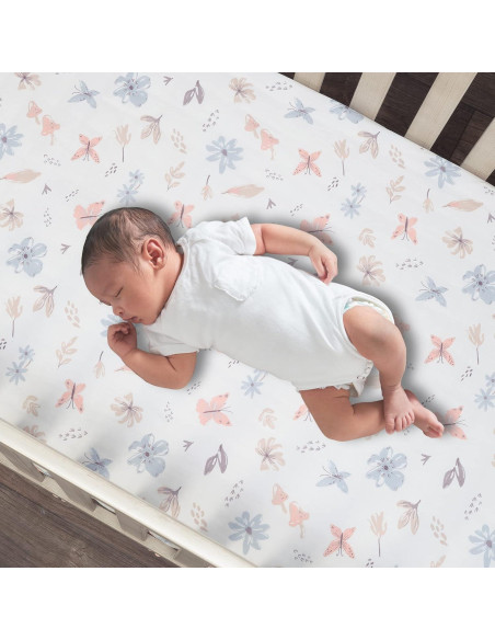 Sábana Ajustable para Cuna Lambs & Ivy Floral 100% Algodón