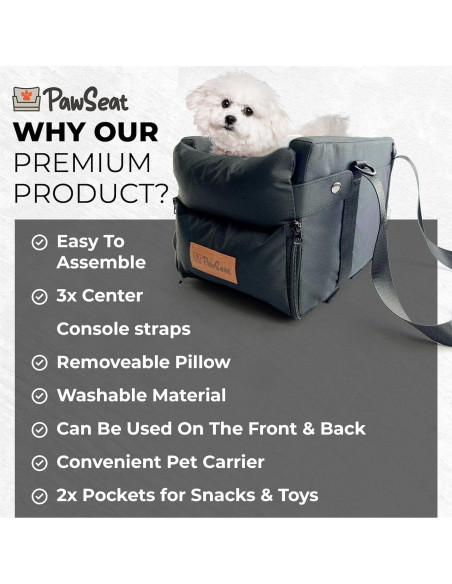 Asiento Elevador para Perros Pawseat Negro 2-6 Kg con Seguridad