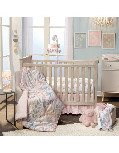 Sábana Ajustable para Cuna Lambs & Ivy Floral 100% Algodón