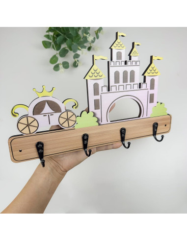 Gancho de Pared Infantil Midrean Castillo Madera de Haya