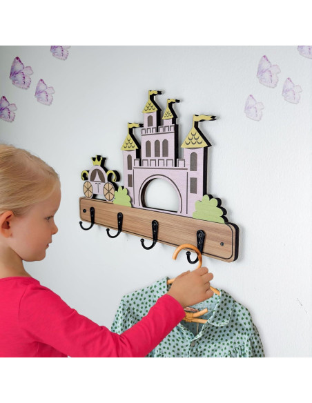 Gancho de Pared Infantil Midrean Castillo Madera de Haya