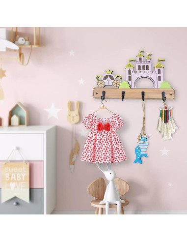 Gancho de Pared Infantil Midrean Castillo Madera de Haya