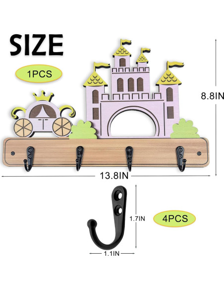 Gancho de Pared Infantil Midrean Castillo Madera de Haya