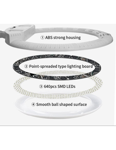 Anillo de Luz LED 55cm FD640II 100W Bicolor para Fotografía