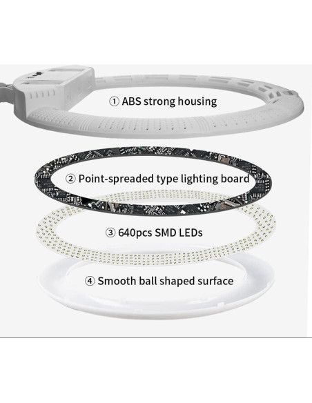 Anillo de Luz LED 55cm FD640II 100W Bicolor para Fotografía