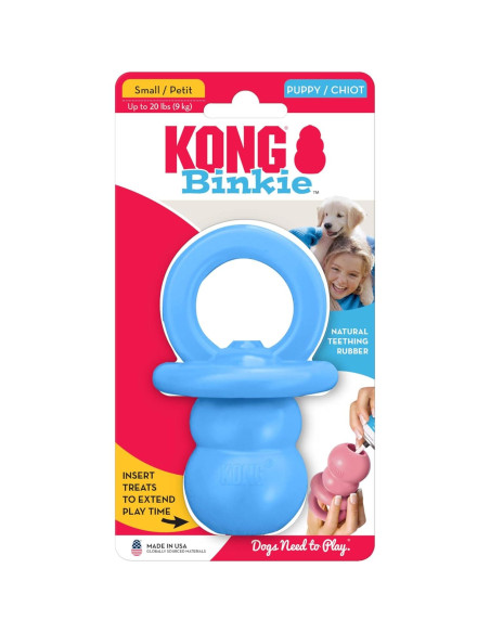 KONG Binkie Juguete para Cachorros Pequeños - Rellenable Azul